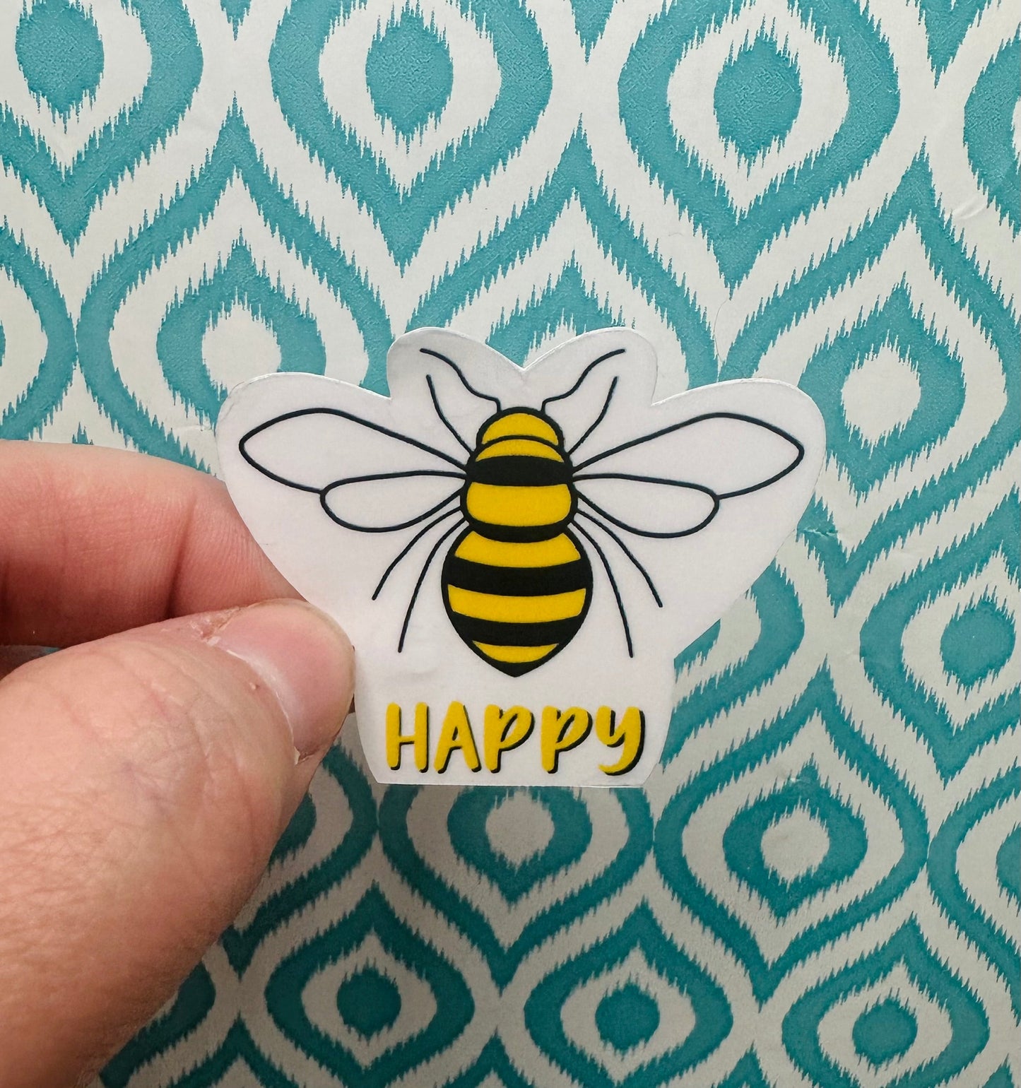 Bee Happy Vinyl Sticker CLEAR
