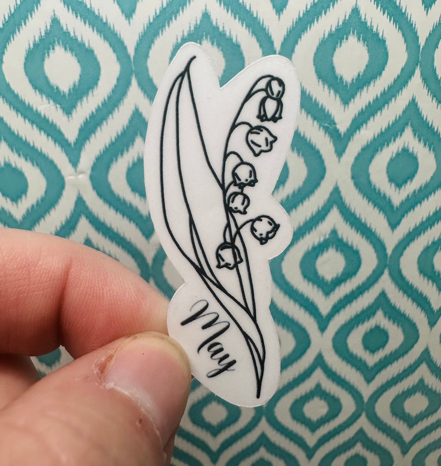 May Birth Flower Vinyl Sticker CLEAR