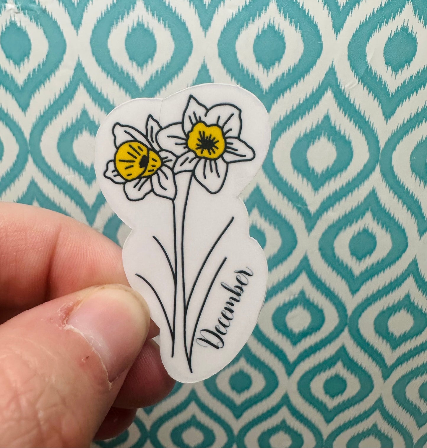 December Birth Flower Vinyl Sticker CLEAR