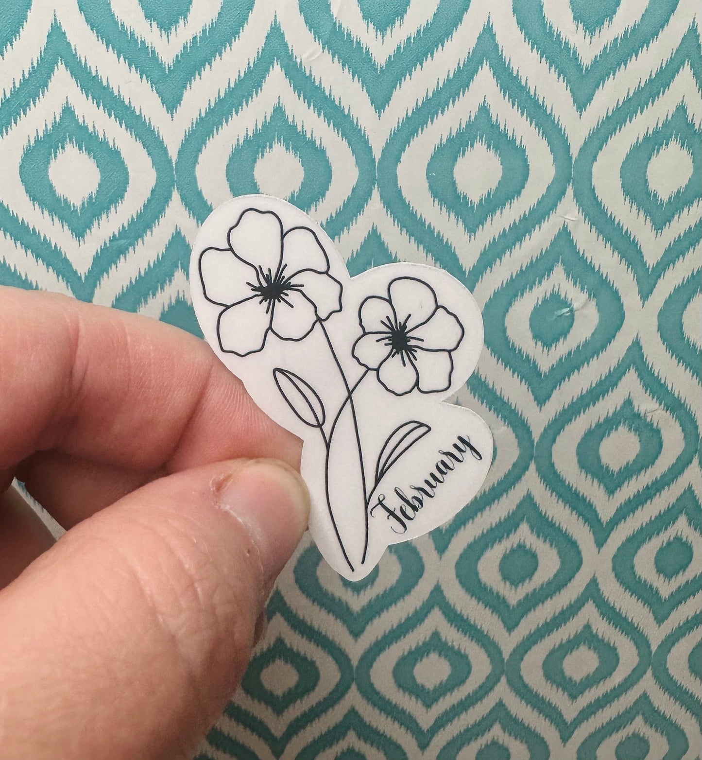 February Birth Flower Vinyl Sticker CLEAR