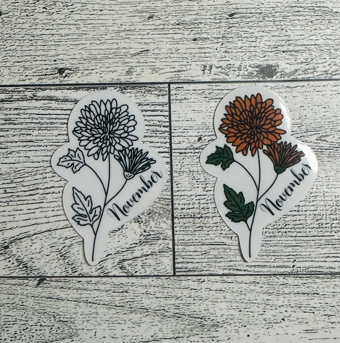 November Birth Flower Vinyl Sticker CLEAR