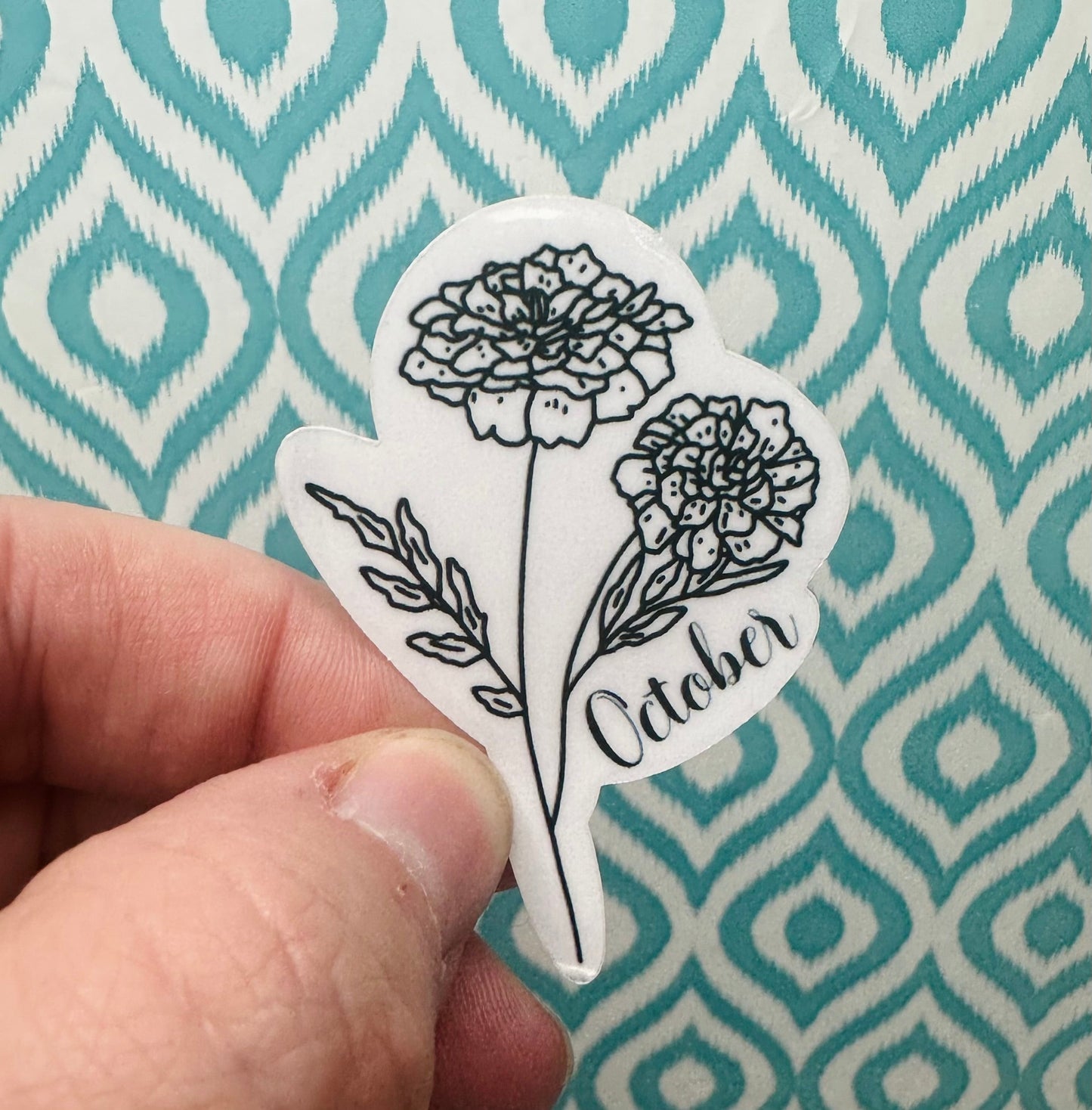 October Birth Flower Vinyl Sticker CLEAR
