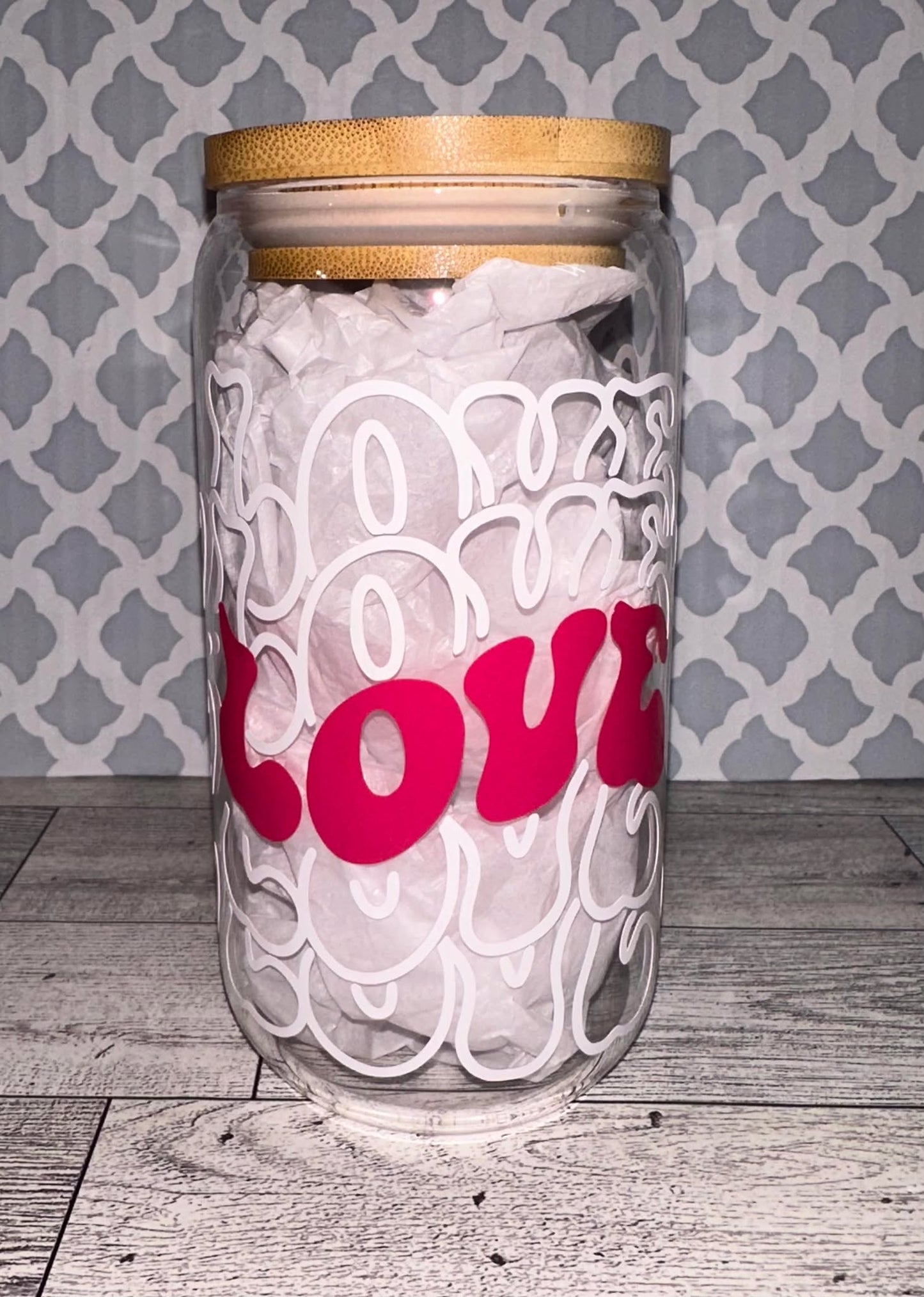 Valentine's Day Can Glass