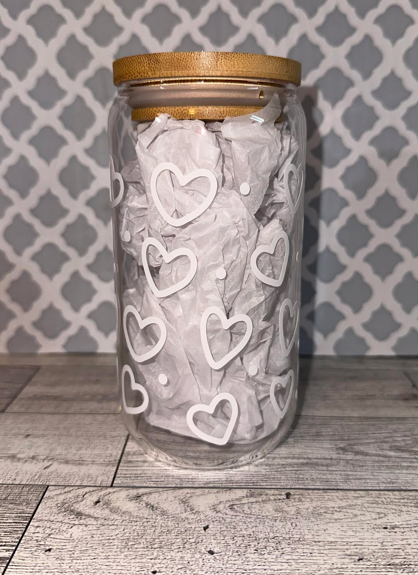 Valentine's Day Can Glass