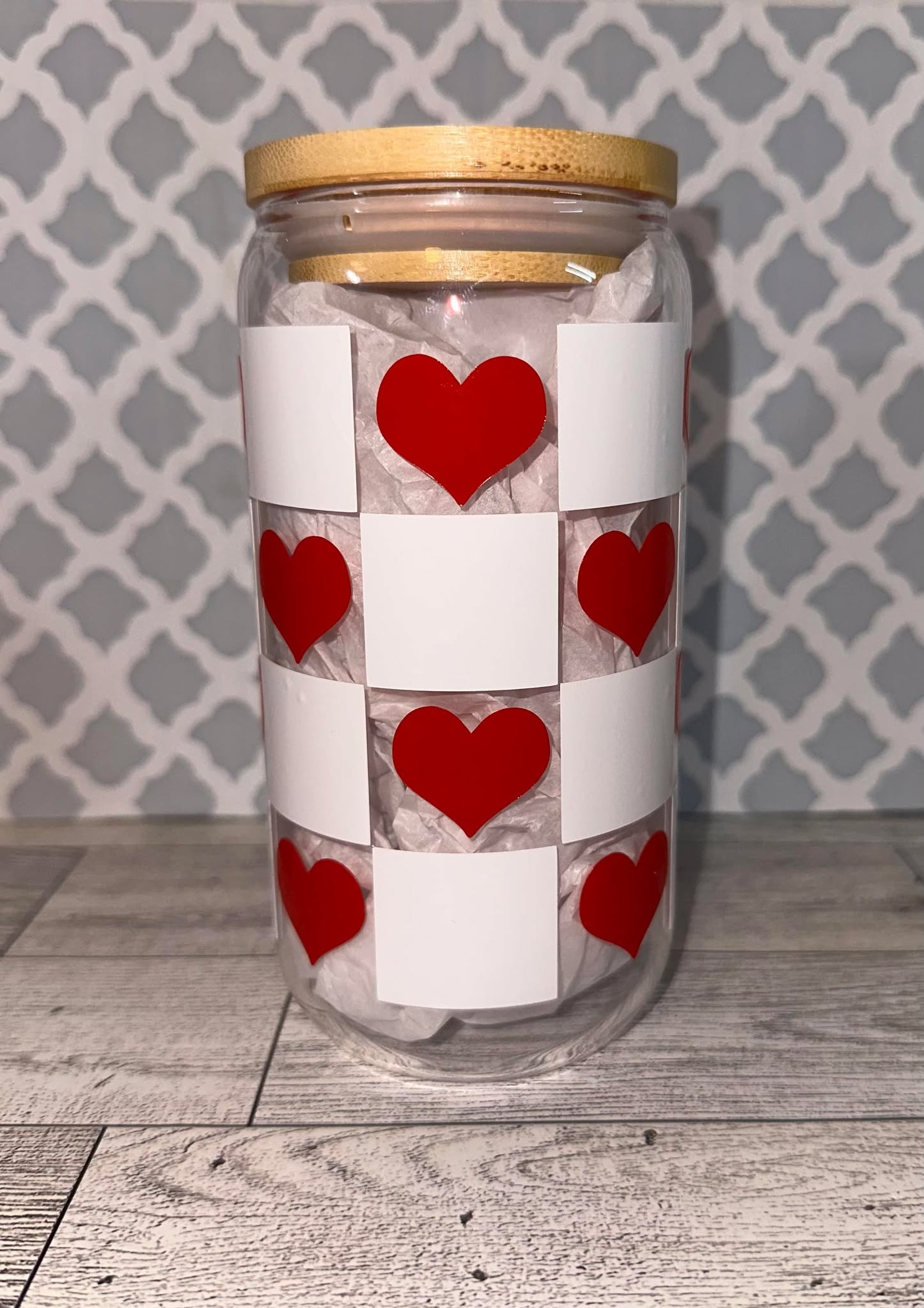 Valentine's Day Can Glass
