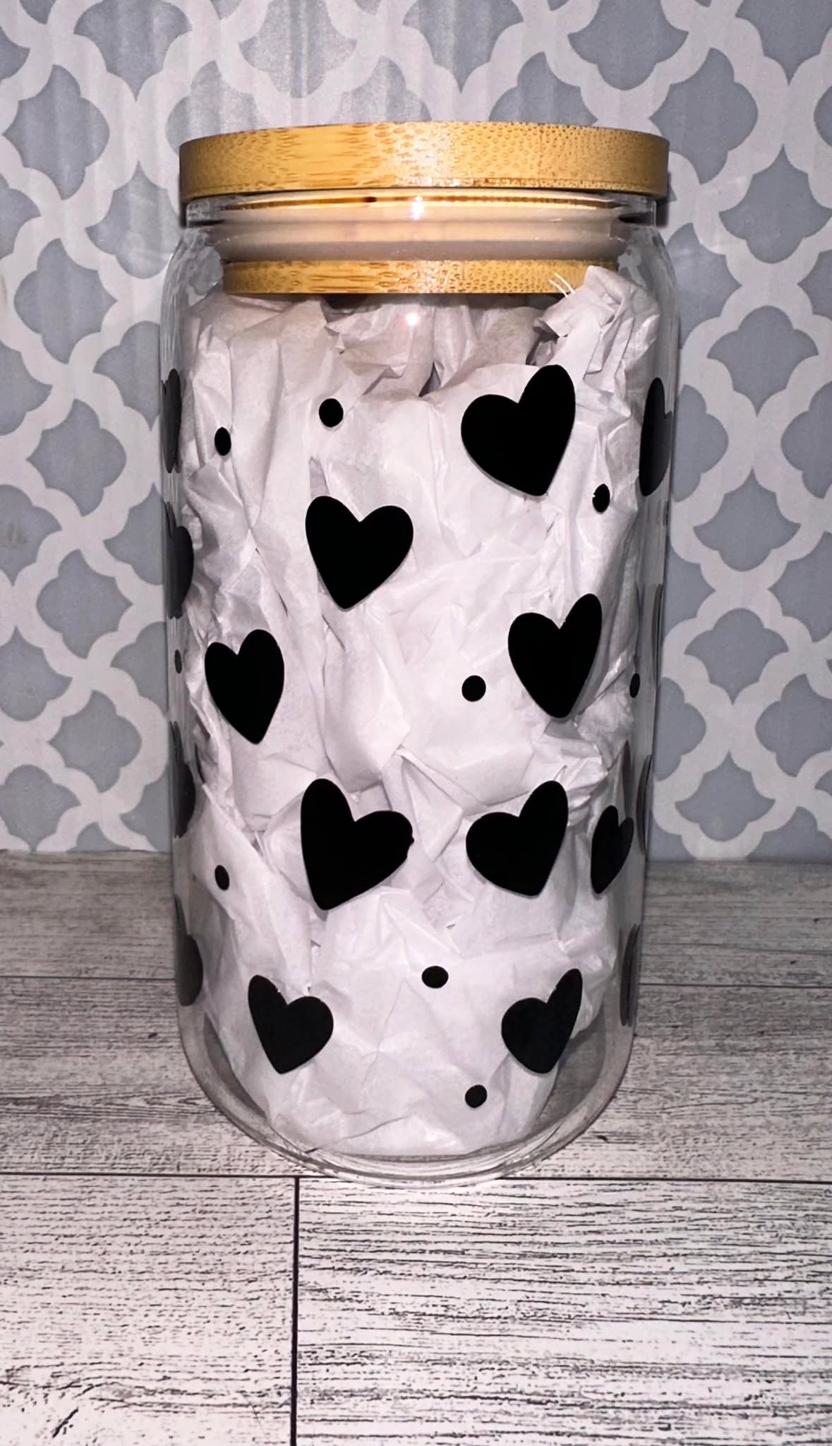 Valentine's Day Can Glass