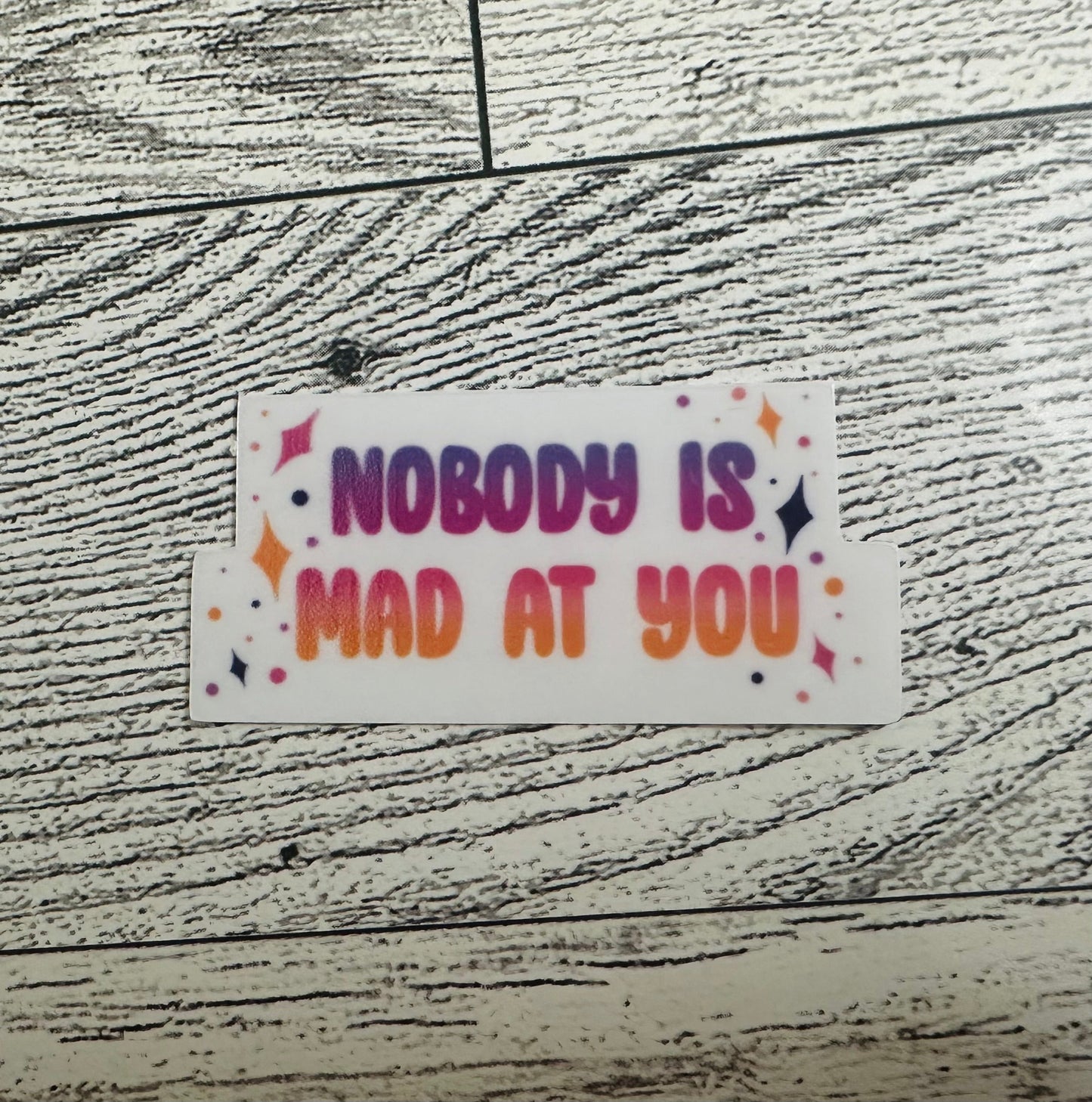 Nobody is Mad at You Vinyl Sticker CLEAR