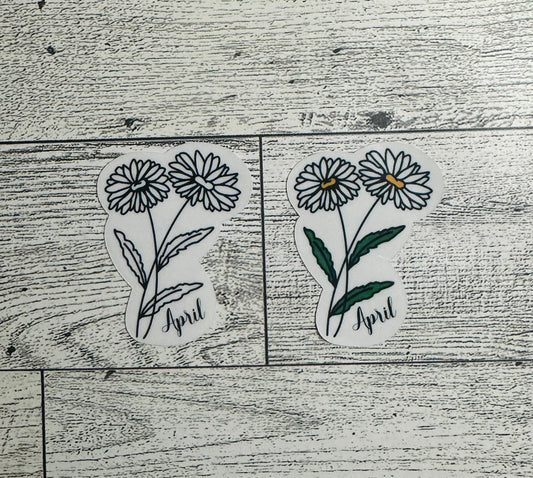 April Birth Flower Vinyl Sticker CLEAR