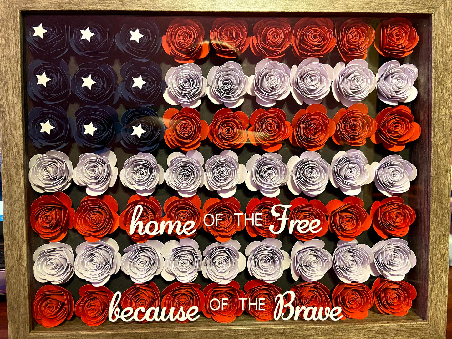 American Flag Flower Shadow Box