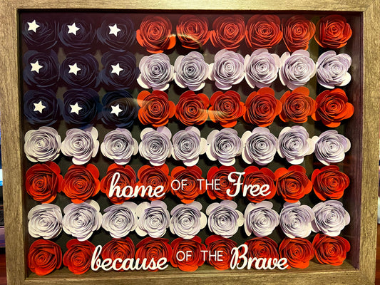 American Flag Flower Shadow Box