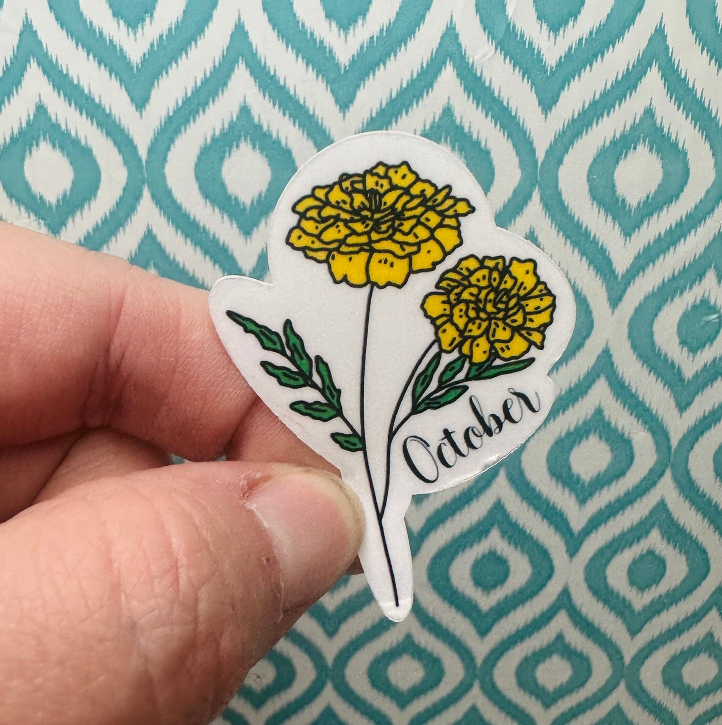 October Birth Flower Vinyl Sticker CLEAR