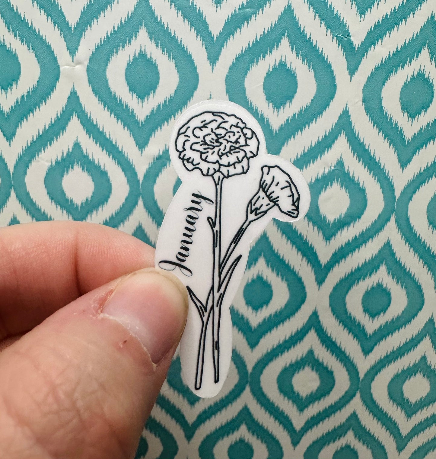 January Birth Flower Vinyl Sticker CLEAR