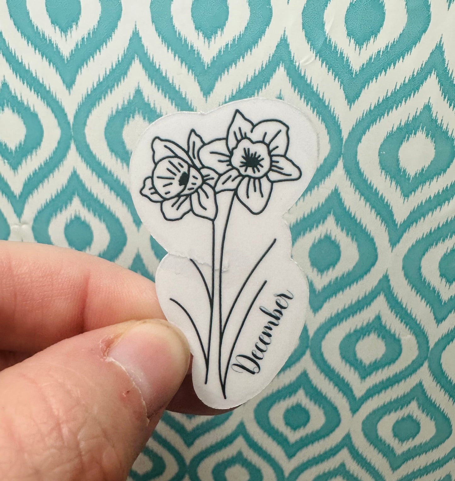 December Birth Flower Vinyl Sticker CLEAR