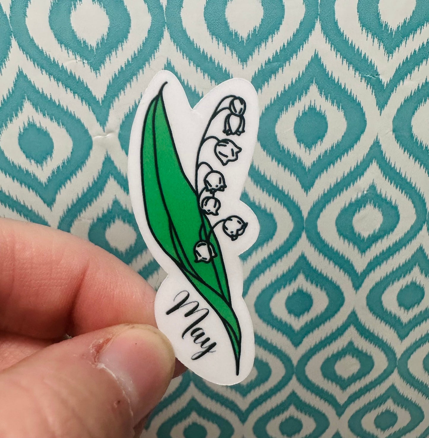 May Birth Flower Vinyl Sticker CLEAR