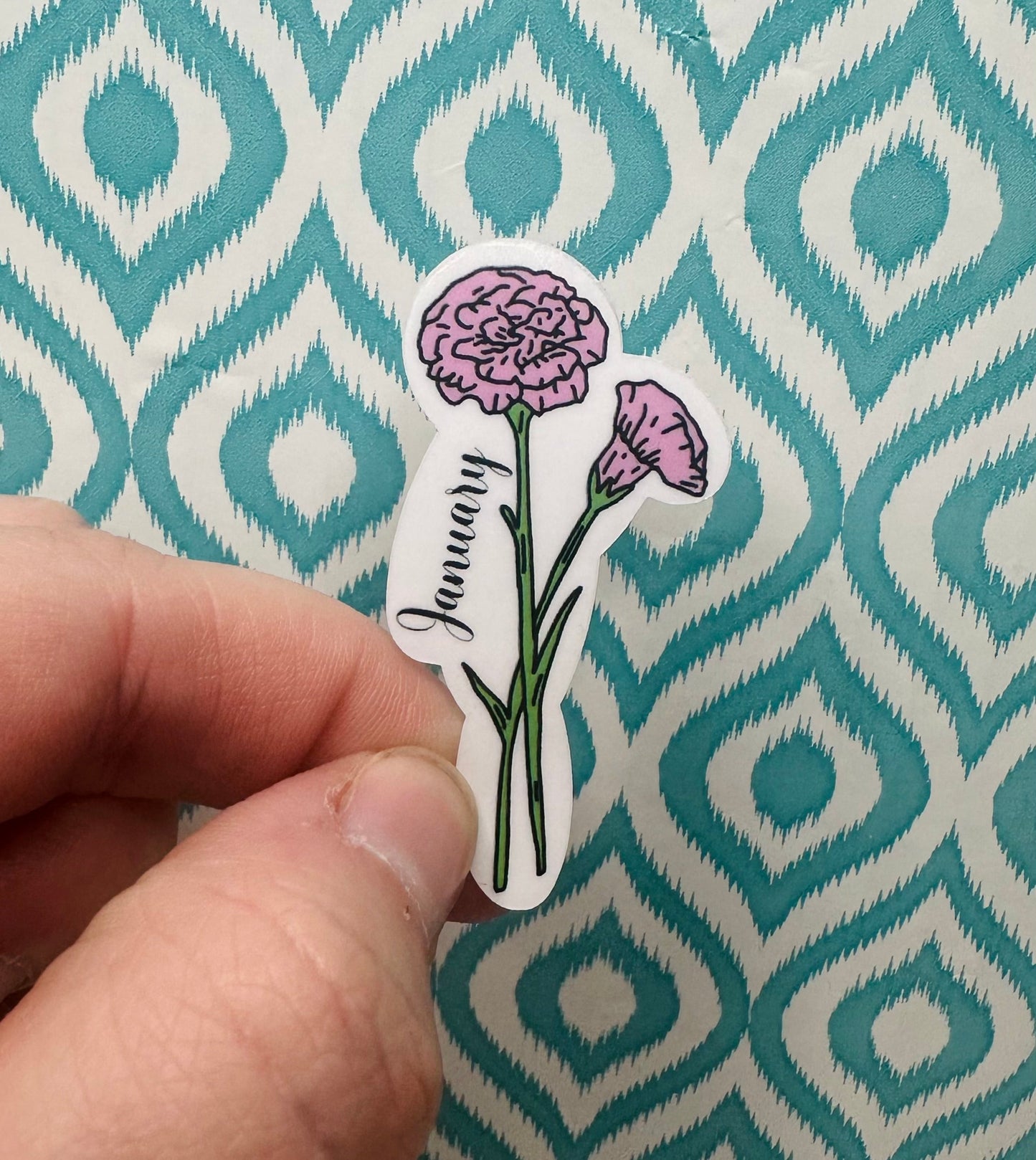 January Birth Flower Vinyl Sticker CLEAR