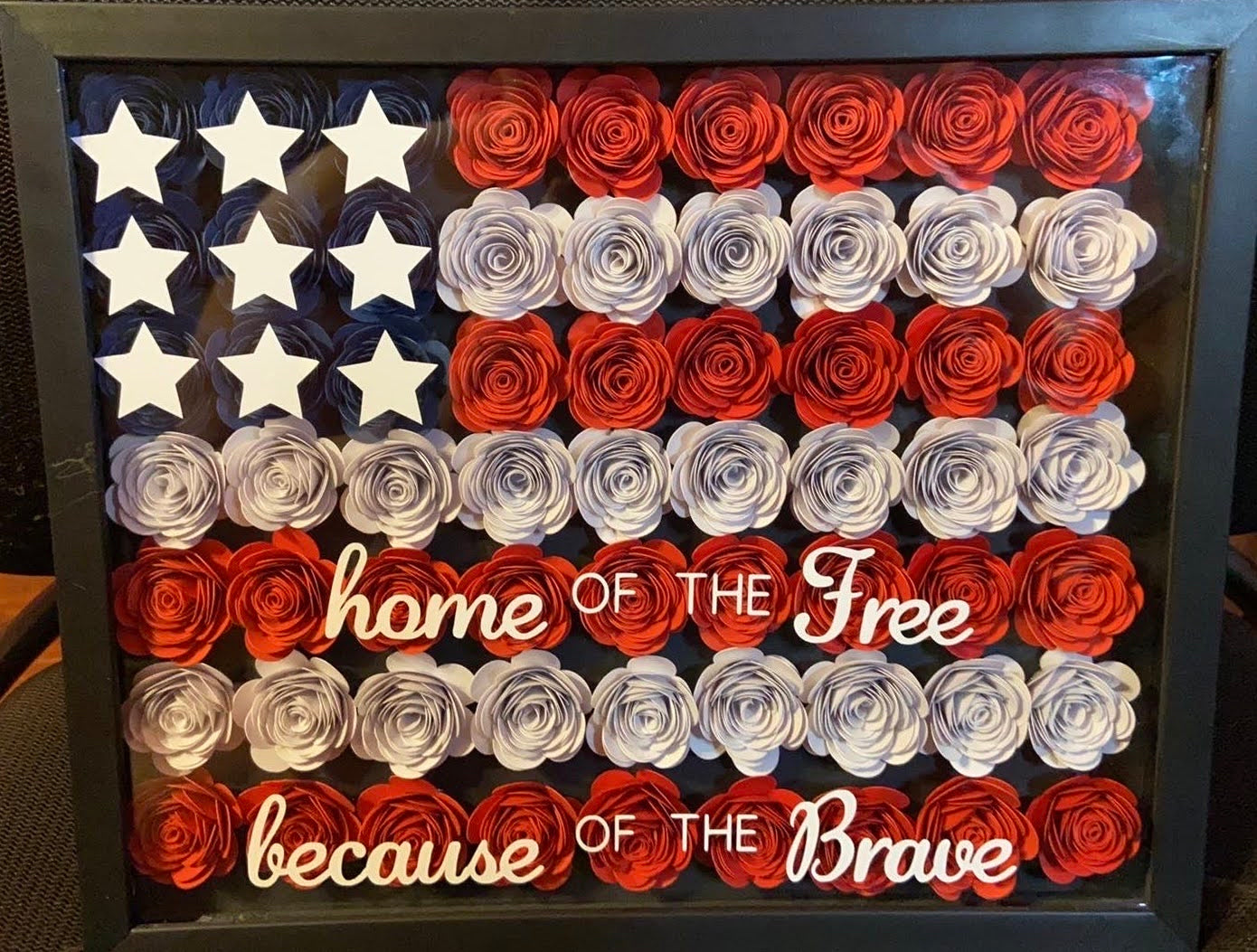 American Flag Flower Shadow Box