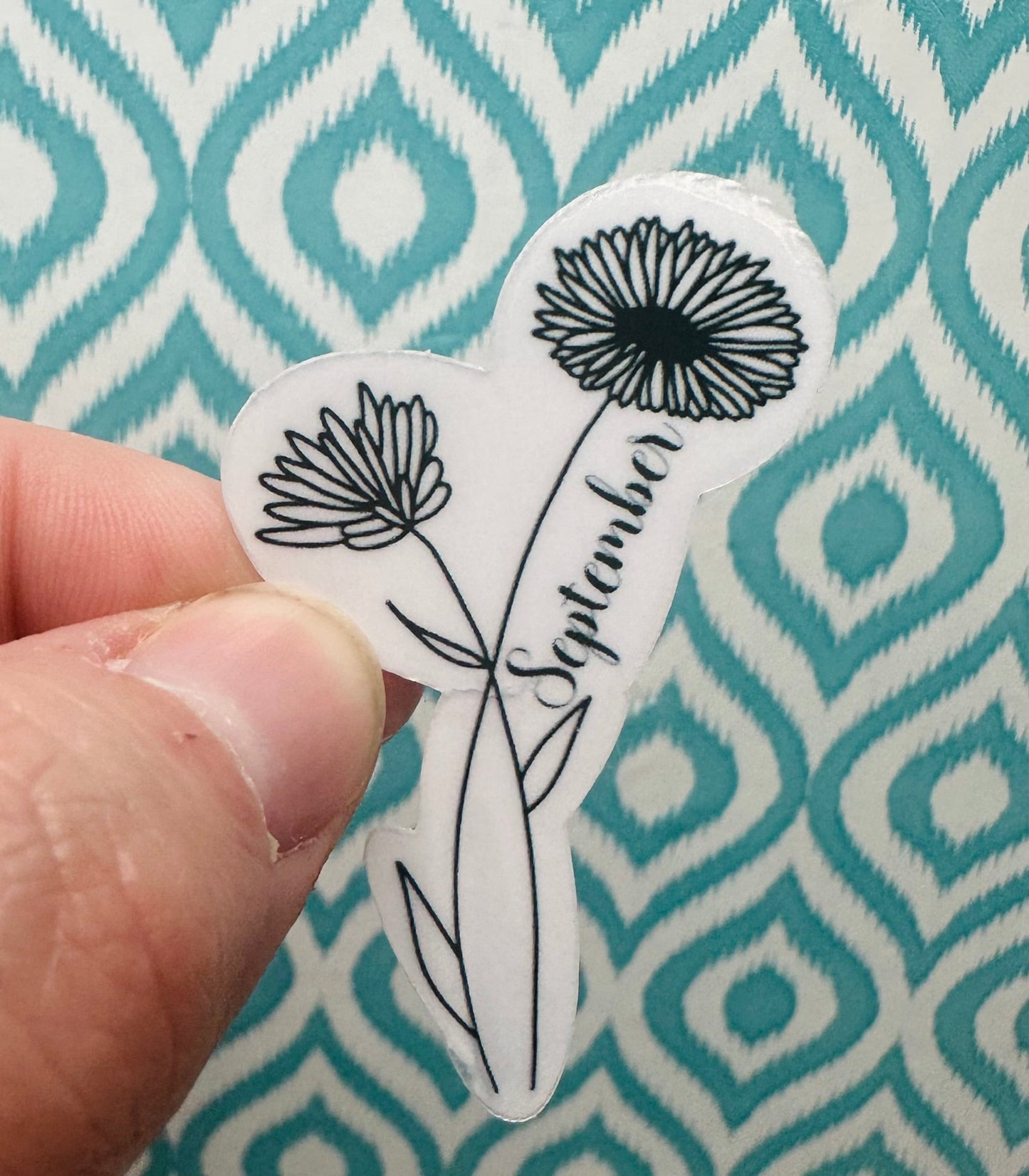 September Birth Flower Vinyl Sticker CLEAR