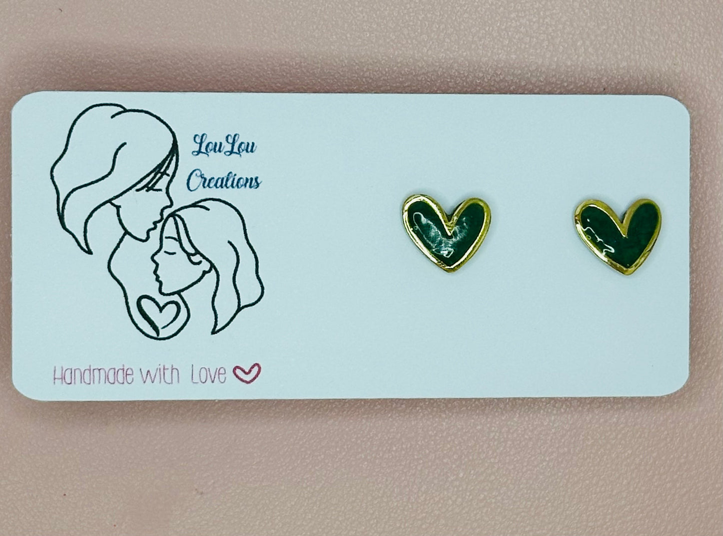 Green Heart Earrings