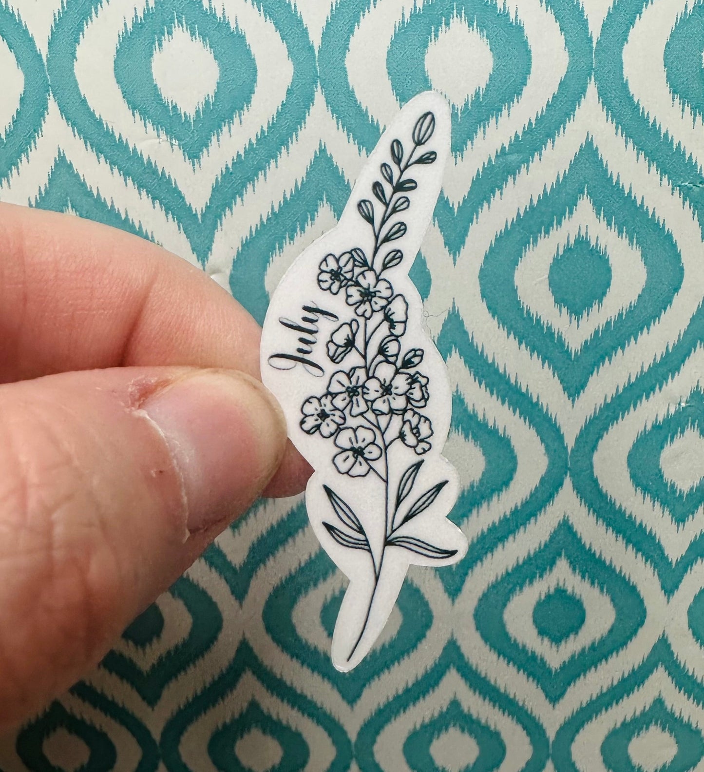 July Birth Flower Vinyl Sticker CLEAR