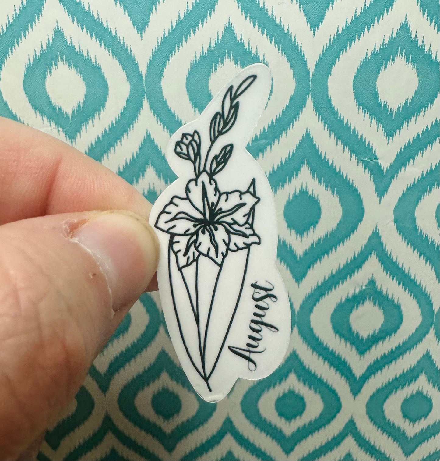 August Birth Flower Vinyl Sticker CLEAR