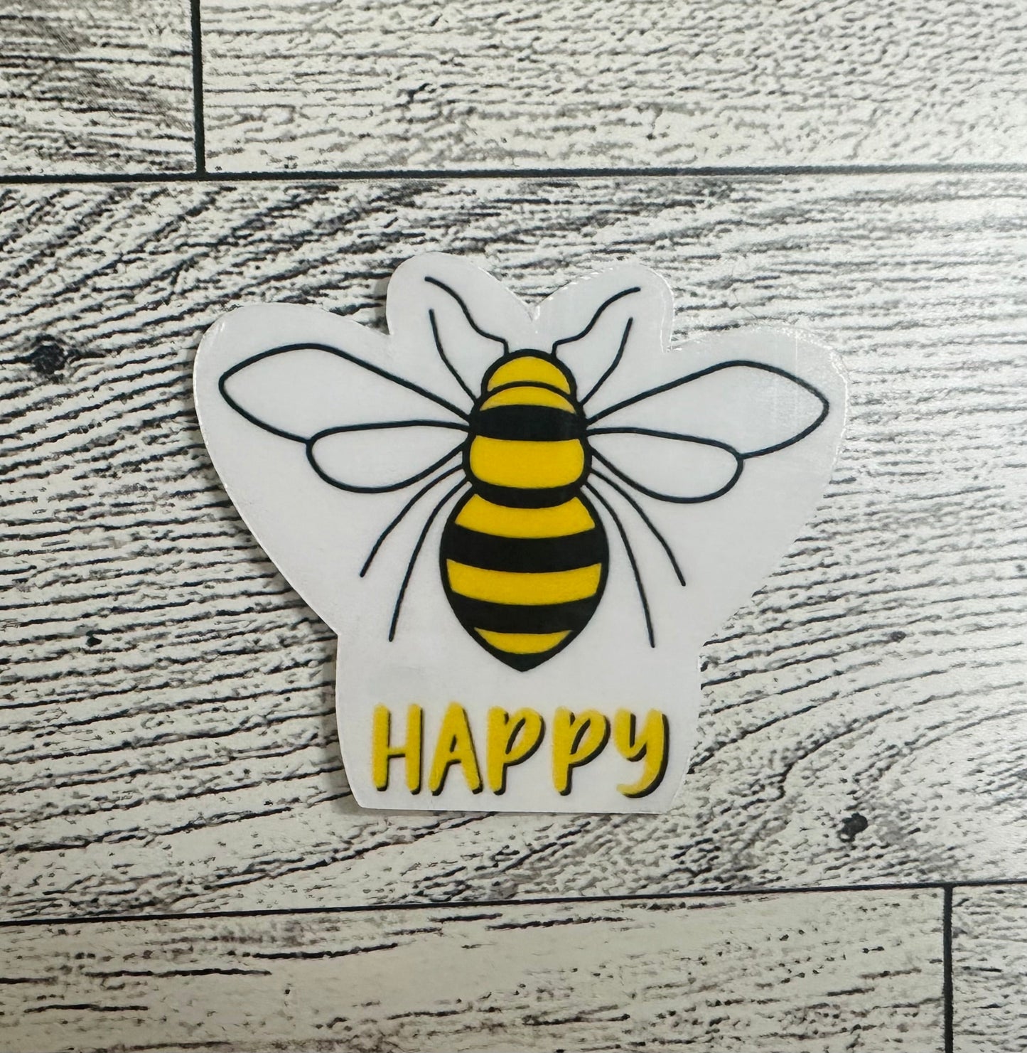 Bee Happy Vinyl Sticker CLEAR