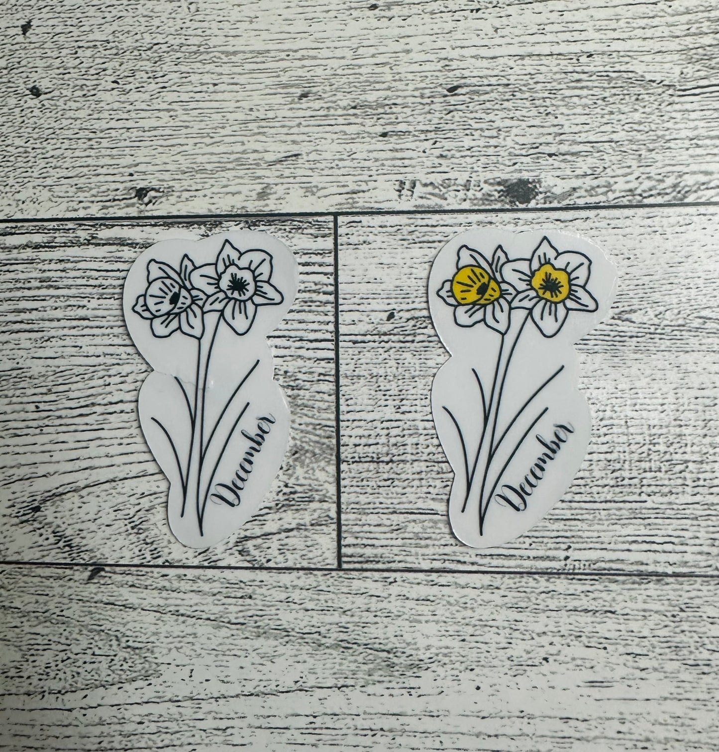 December Birth Flower Vinyl Sticker CLEAR