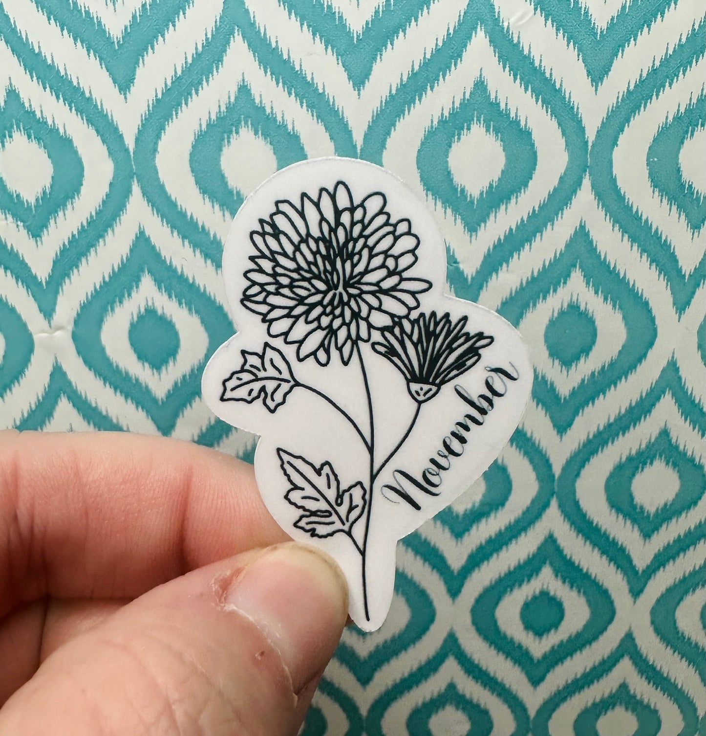 November Birth Flower Vinyl Sticker CLEAR