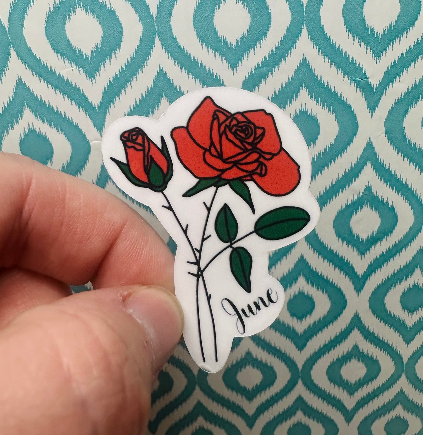 June Birth Flower Vinyl Sticker CLEAR