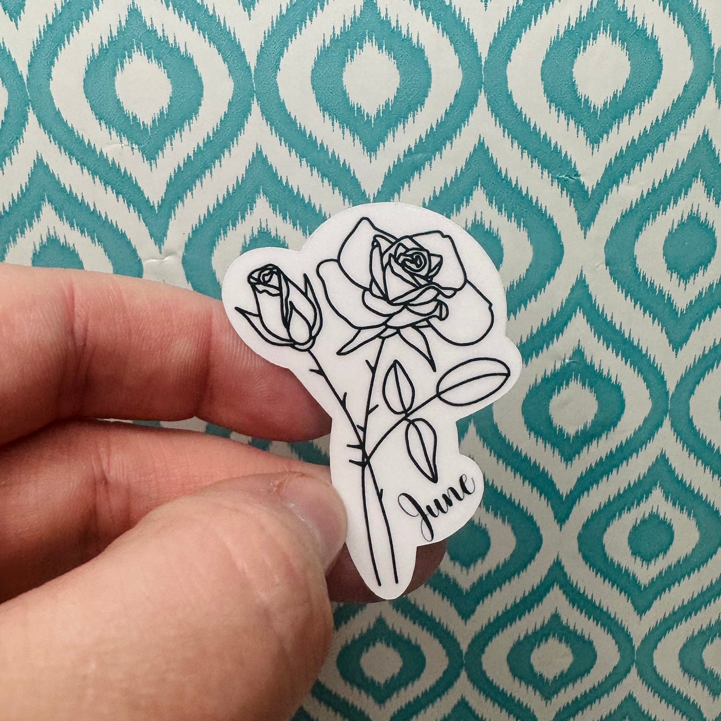 June Birth Flower Vinyl Sticker CLEAR