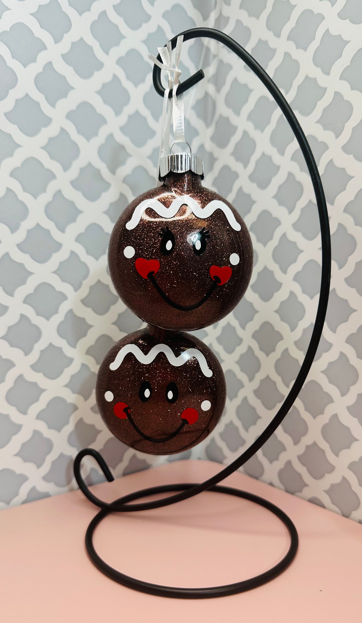 Glass Gingerbread Ornaments - Set of 2