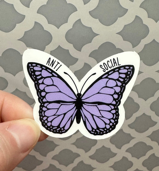 Anti Social Butterfly Vinyl Sticker