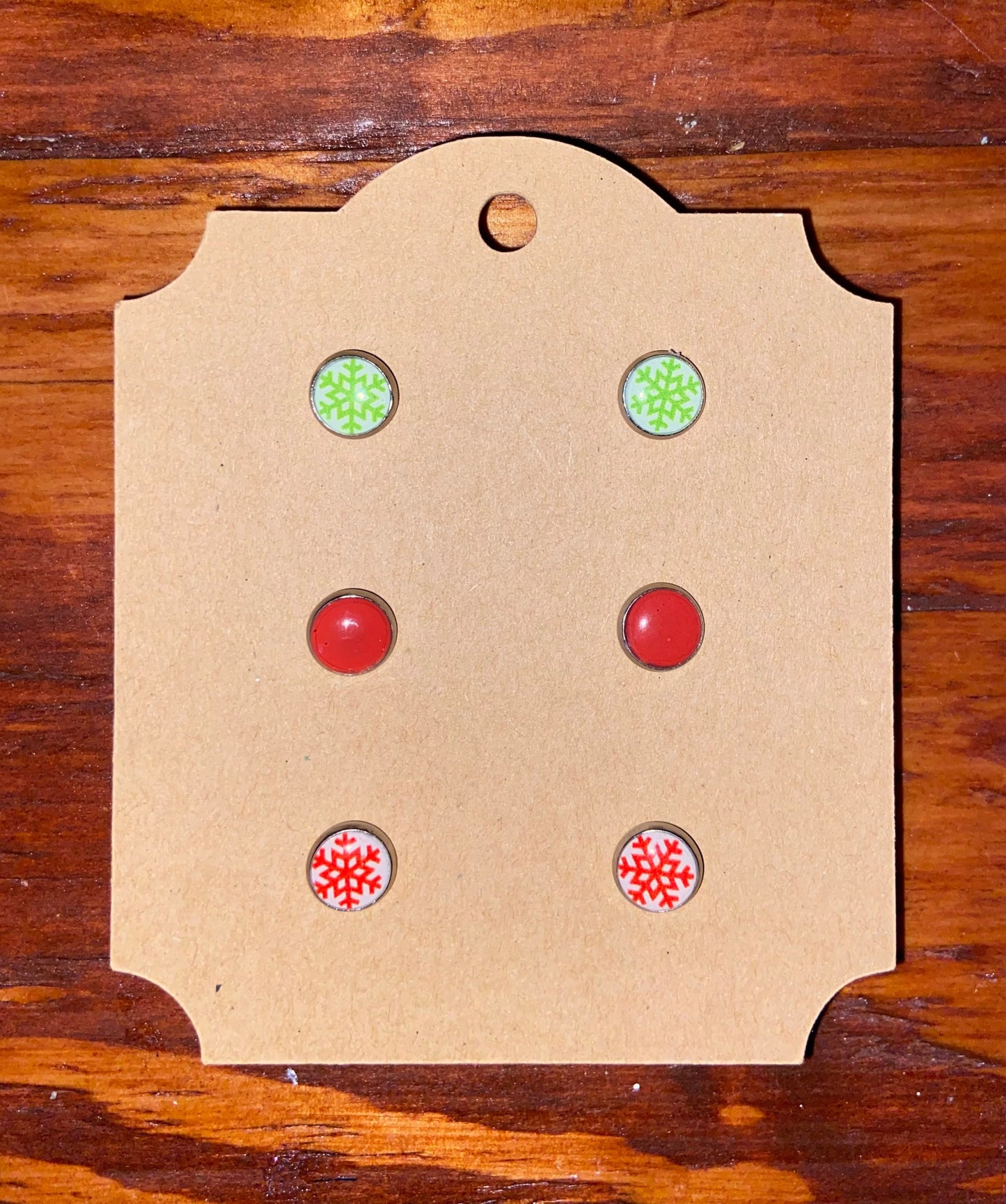 Christmas Grinchy Faux Leather Circle Studs - 3 Set