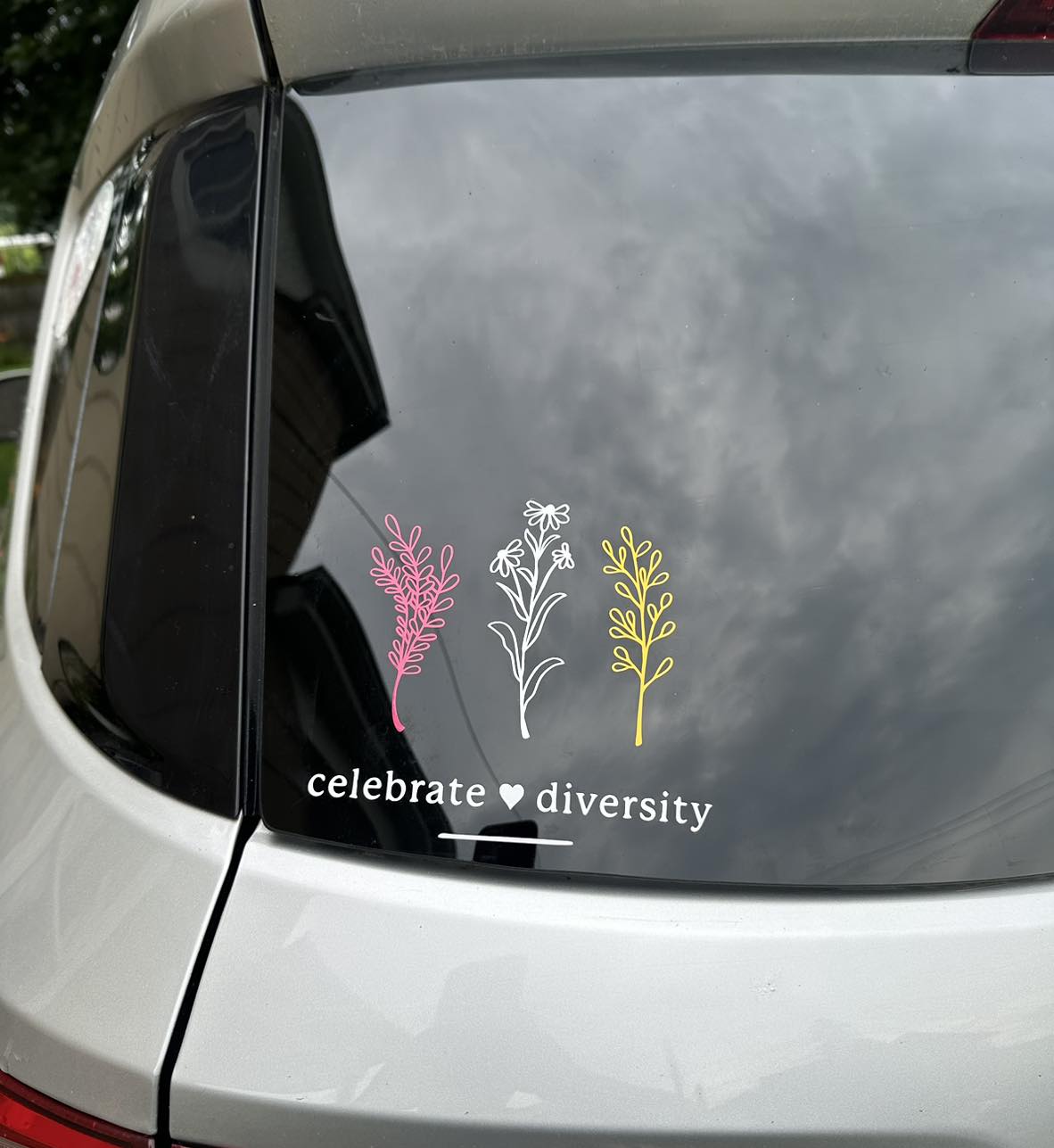 Celebrate Diversity Flower Car Decal