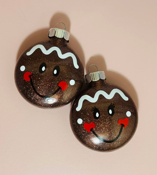 Glass Gingerbread Ornaments - Set of 2