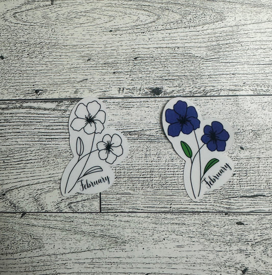 February Birth Flower Vinyl Sticker CLEAR