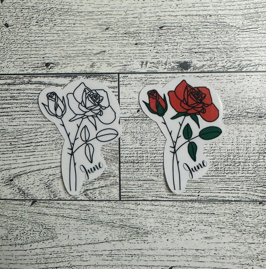 June Birth Flower Vinyl Sticker CLEAR