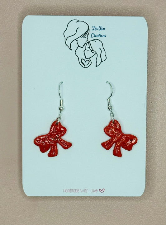 Red Bow Earrings