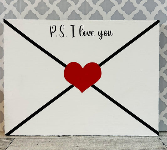 Valentine's Day P.S. I Love You Wooden Sign