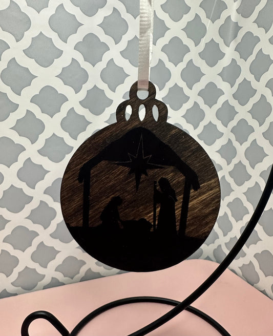 Nativity Scene Wooden Ornament
