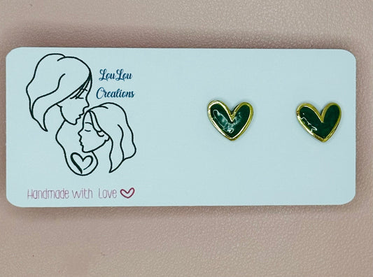 Green Heart Earrings