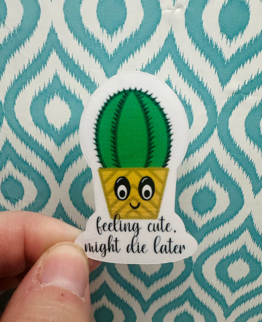 Feeling Cute Cactus Vinyl Sticker CLEAR