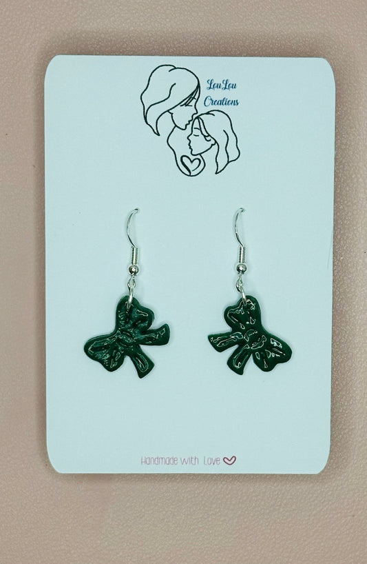 Green Bow Earrings
