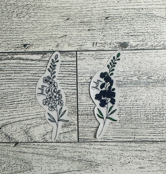 July Birth Flower Vinyl Sticker CLEAR