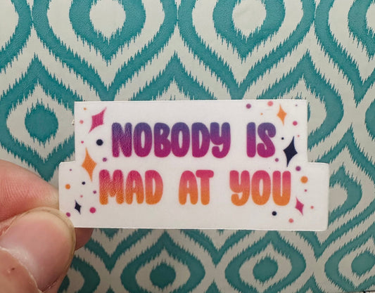 Nobody is Mad at You Vinyl Sticker CLEAR