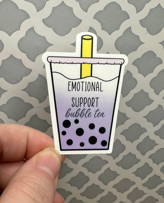 Emotional Support Bubble Tea Vinyl Sticker