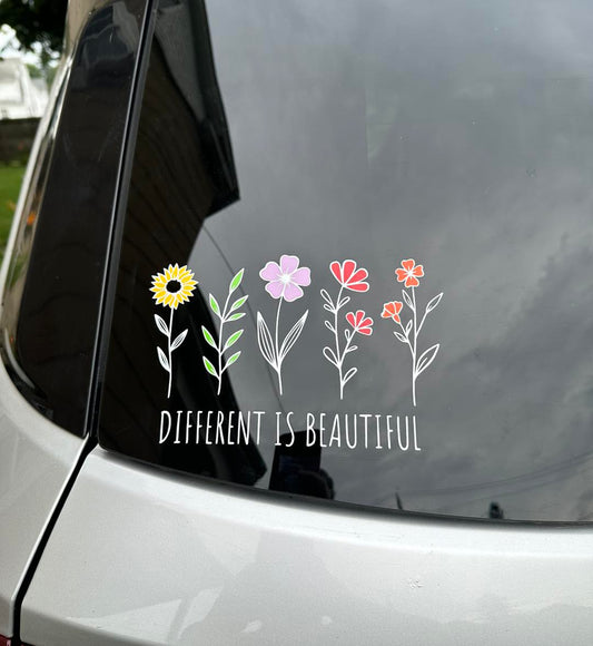 Different Is Beautiful Flower Car Decal